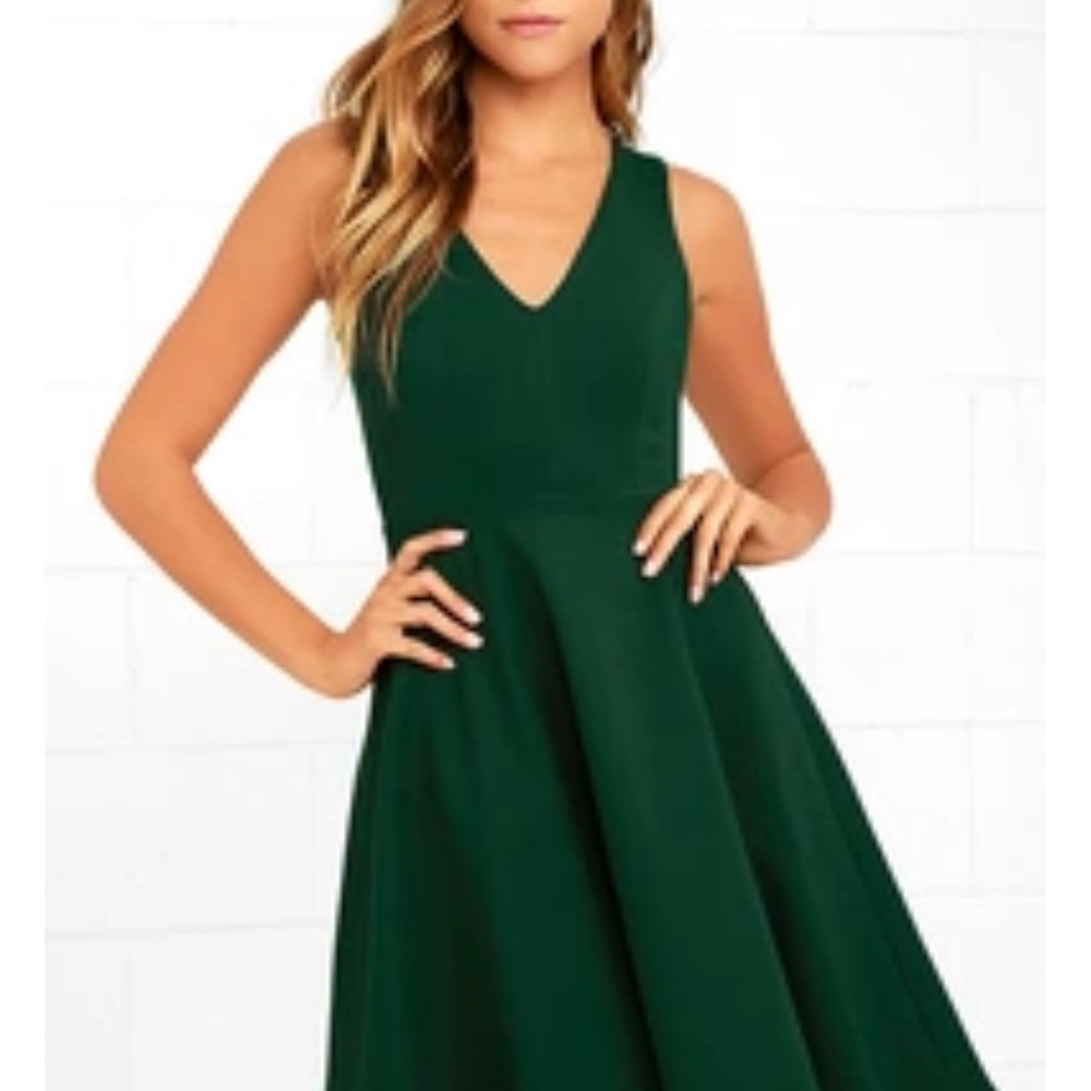 Lulus Hello World Dark Green Midi Dress